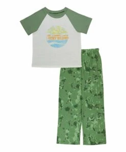 Wholesale ???? Lucky Brand White & Green 'Lucky Brand' Camouflage Pajama Set For Kids ⌛