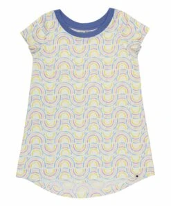 Best deal ⭐ Lucky Brand Oatmeal & Blue Rainbow Stripe Sleep ???? Dress For Other ❤️