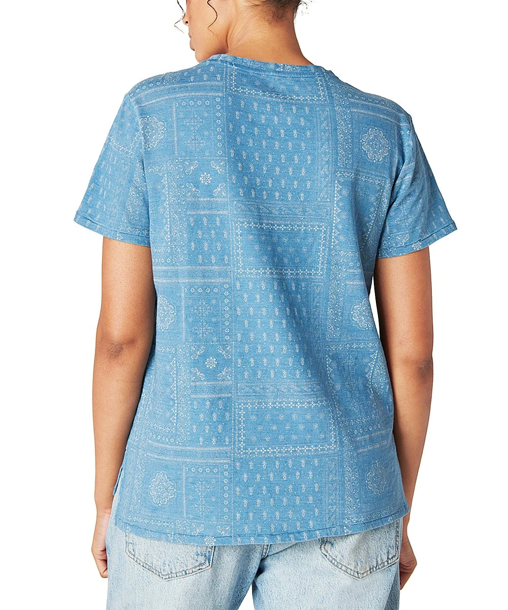 New ???? Lucky Brand Indigo Paisley Patchwork Crewneck Tee - ???? Women ???? 4 New ???? Lucky Brand Indigo Paisley Patchwork Crewneck Tee - ???? Women ???? - Image 2