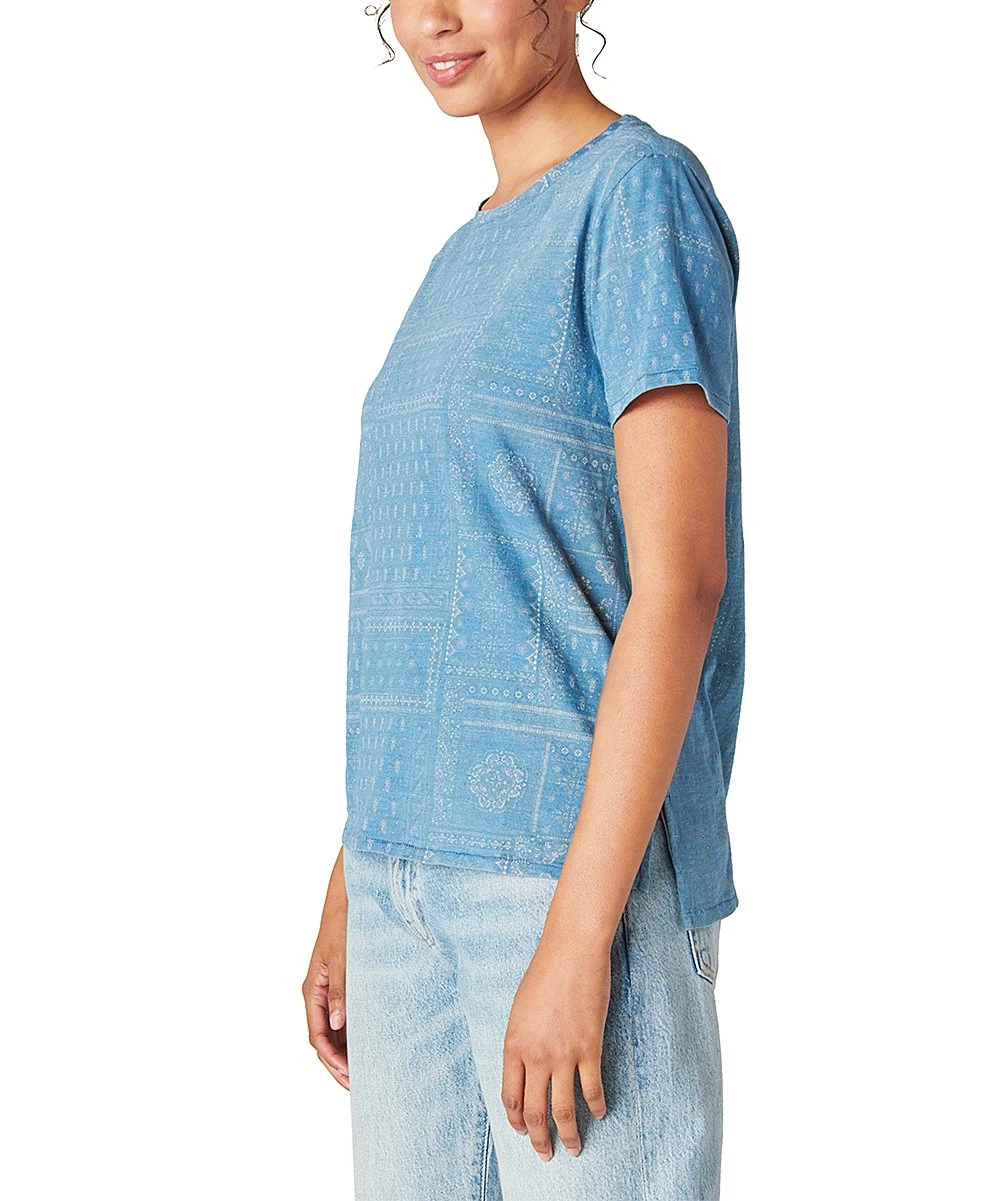 New ???? Lucky Brand Indigo Paisley Patchwork Crewneck Tee - ???? Women ???? 5 New ???? Lucky Brand Indigo Paisley Patchwork Crewneck Tee - ???? Women ???? - Image 3
