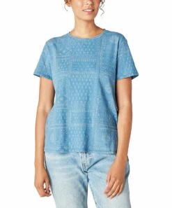 New ???? Lucky Brand Indigo Paisley Patchwork Crewneck Tee - ???? Women ????