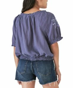 Wholesale ???? Lucky Brand Night Shadow Blue Floral Embroidered Short-Sleeve Peasant Top - ???? Women ???? 7 Wholesale ???? Lucky Brand Night Shadow Blue Floral Embroidered Short-Sleeve Peasant Top - ???? Women ???? -Lucky Brand Shop zu103642876 alt 2 tm1663612518