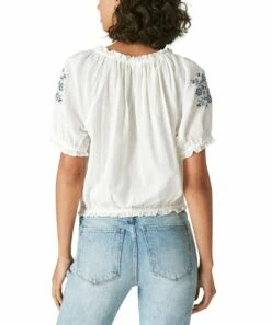 Promo ???? Lucky Brand White Floral Embroidered Short-Sleeve Peasant Top - ???? Women ???? 7 Promo ???? Lucky Brand White Floral Embroidered Short-Sleeve Peasant Top - ???? Women ???? -Lucky Brand Shop zu103651627 alt 2 tm1663612518