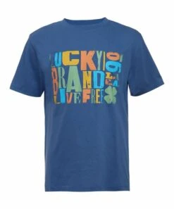New ⭐ Lucky Brand Coronet Blue Wood Block Logo Tee - Boys For Kids ????