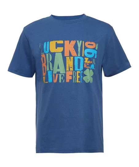 New ⭐ Lucky Brand Coronet Blue Wood Block Logo Tee - Boys For Kids ???? 3 New ⭐ Lucky Brand Coronet Blue Wood Block Logo Tee - Boys For Kids ????
