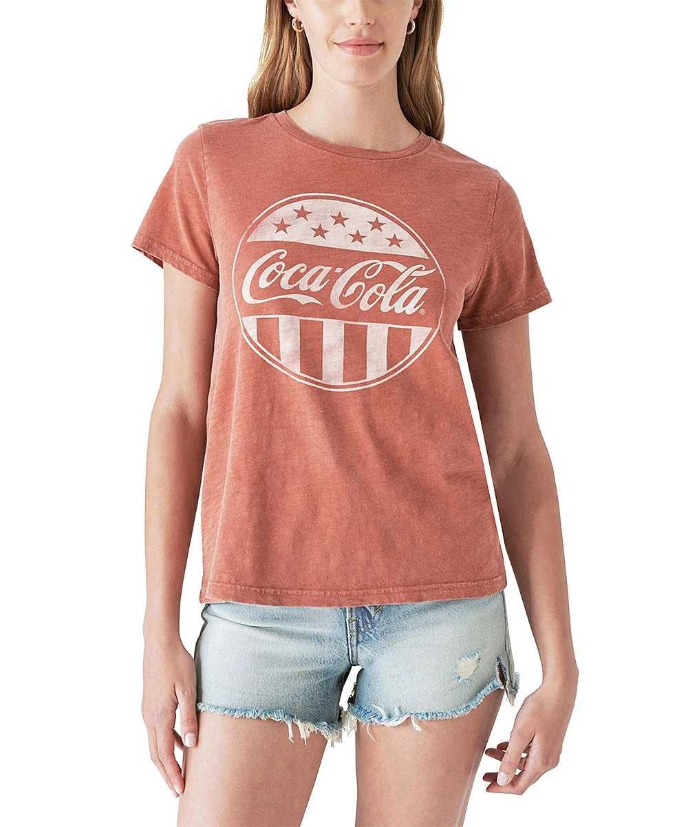 Flash Sale ???? Lucky Brand Burnt Brick Coke Circle Logo Classic Crewneck Tee - ???? Women ???? 3 Flash Sale ???? Lucky Brand Burnt Brick Coke Circle Logo Classic Crewneck Tee - ???? Women ????
