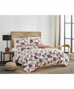 New ⌛ Lucky Brand Blue & Beige Geometric Quilt Set For Home & Garden ⌛ -Lucky Brand Shop zu106832513 alt 2 tm1655941085