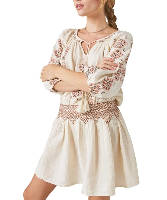 Wholesale ❤️ Lucky Brand Whitecap Gray Embroidered Peasant ???? Dress - ???? Women ⌛ 4 Wholesale ❤️ Lucky Brand Whitecap Gray Embroidered Peasant ???? Dress - ???? Women ⌛ - Image 2