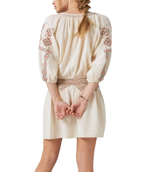 Wholesale ❤️ Lucky Brand Whitecap Gray Embroidered Peasant ???? Dress - ???? Women ⌛ 5 Wholesale ❤️ Lucky Brand Whitecap Gray Embroidered Peasant ???? Dress - ???? Women ⌛ - Image 3