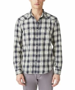 Best Pirce ???? Lucky Brand White & Black Plaid Western Button-Up - Men ⭐