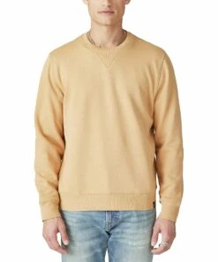 New ???? Lucky Brand Buckthorn Brown Terry Crewneck Sweatshirt - Men ????