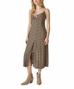 Wholesale ???? Lucky Brand Black Floral Button-Front Sleeveless Midi ???? Dress - ???? Women ????