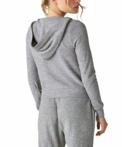 Top 10 ⌛ Lucky Brand Medium Heather Gray Cloud Waffle-Knit Zip-Up Hoodie - ???? Women ⌛ -Lucky Brand Shop zu107986745 alt 2 tm1661009210