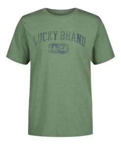 Discount ???? Lucky Brand Earth Green Heather Jock Logo Tee - Boys For Kids ????