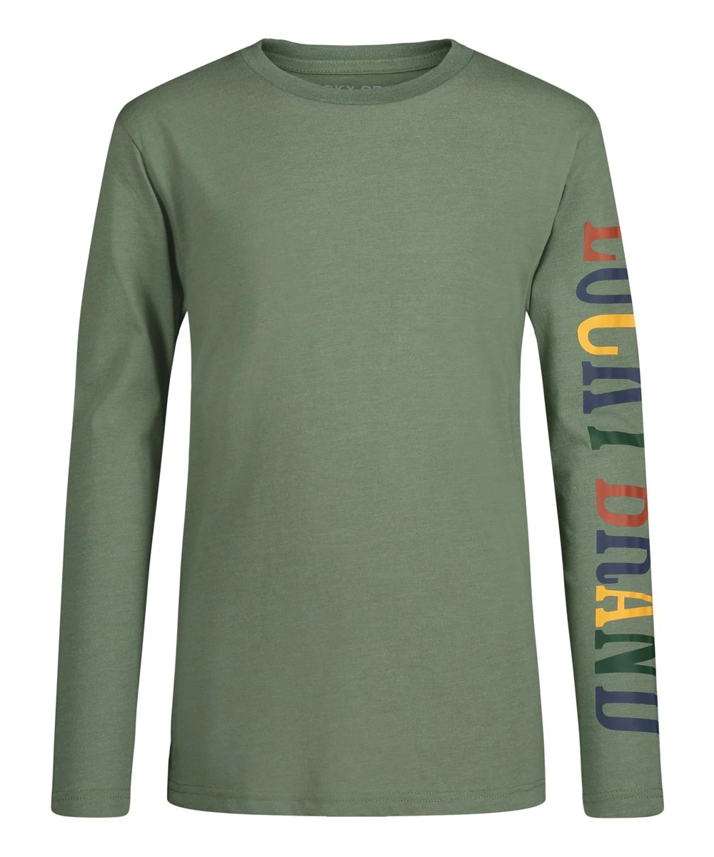 Flash Sale ✨ Lucky Brand Earth Green Heather Multi-Core Logo Long-Sleeve Tee - Boys For Kids ⌛ 3 Flash Sale ✨ Lucky Brand Earth Green Heather Multi-Core Logo Long-Sleeve Tee - Boys For Kids ⌛