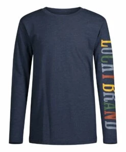 Deals ???? Lucky Brand French Navy Heather Multi-Core Logo Long-Sleeve Tee - Boys For Kids ????