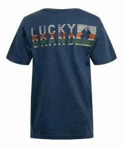 Discount ???? Lucky Brand French Navy Heather Cloverleaf Rise Logo Tee - Boys For Kids ????