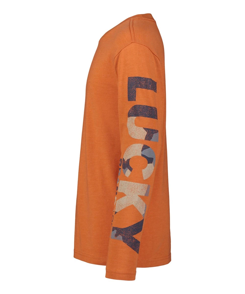 Deals ???? Lucky Brand Orange Oxide Heather Camo-Fill Logo Long-Sleeve Tee - Boys For Kids ???? 4 Deals ???? Lucky Brand Orange Oxide Heather Camo-Fill Logo Long-Sleeve Tee - Boys For Kids ???? - Image 2