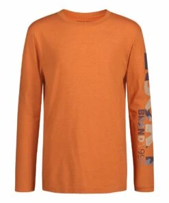 Deals ???? Lucky Brand Orange Oxide Heather Camo-Fill Logo Long-Sleeve Tee - Boys For Kids ????
