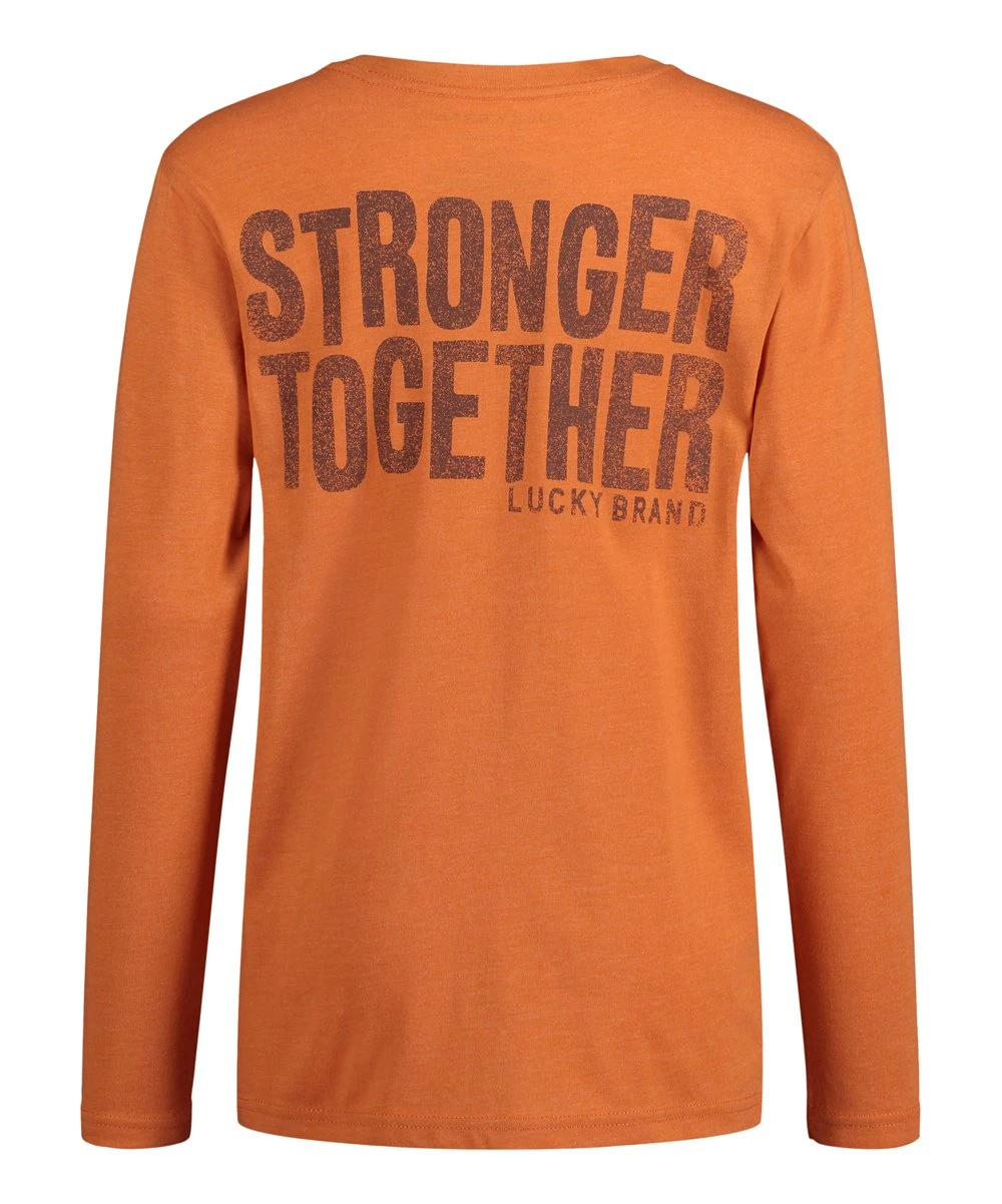 Brand new ???? Lucky Brand Orange Oxide Heather 'Stronger Together' Long-Sleeve Tee - Boys For Kids ✨ 3 Brand new ???? Lucky Brand Orange Oxide Heather 'Stronger Together' Long-Sleeve Tee - Boys For Kids ✨