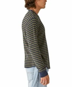 Cheapest ???? Lucky Brand Green & Blue Stripes Thermal Long-Sleeve Crewneck Tee - Men ???? -Lucky Brand Shop zu108624402 alt 2 tm1661866112