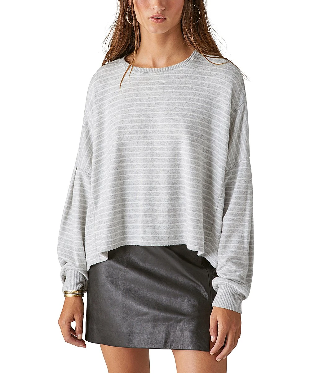 Cheapest ✔️ Lucky Brand Gray & White Stripe Dolman Hi-Low Top - ???? Women ???? 3 Cheapest ✔️ Lucky Brand Gray & White Stripe Dolman Hi-Low Top - ???? Women ????