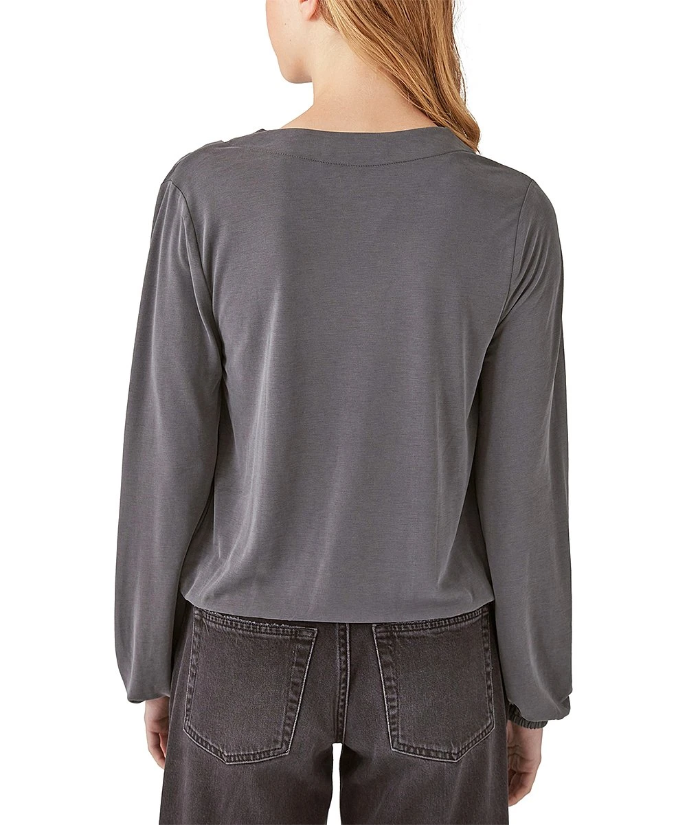 Best deal ???? Lucky Brand Asphalt Gray Long-Sleeve Surplice Top - ???? Women ???? 5 Best deal ???? Lucky Brand Asphalt Gray Long-Sleeve Surplice Top - ???? Women ???? - Image 3