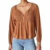 Discount ???? Lucky Brand Caramel Café Smocked Long-Sleeve Notch Neck Top - ???? Women ???? 1 Discount ???? Lucky Brand Caramel Café Smocked Long-Sleeve Notch Neck Top - ???? Women ???? -Lucky Brand Shop zu108624406 main tm1661866112