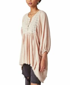 Promo ???? Lucky Brand Peach Whip Eyelet Button-Front Tunic - ???? Women ???? -Lucky Brand Shop zu108624408 alt 2 tm1661866112