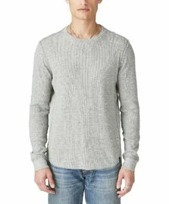 Best reviews of ???? Lucky Brand Heather Gray Thermal Long-Sleeve Crewneck Tee - Men ⌛