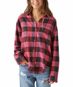 Lucky Brand Shop 31 Best deal ???? Lucky Brand Pink & Black Plaid Button-Up - ???? Women ????