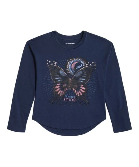 Deals ???? Lucky Brand ???? Dress Blues 'Shine Bright' Butterfly Long-Sleeve Top - ???? Girls For Kids ???? 3 Deals ???? Lucky Brand ???? Dress Blues 'Shine Bright' Butterfly Long-Sleeve Top - ???? Girls For Kids ????