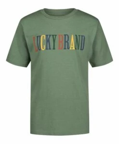 Best Sale ???? Lucky Brand Heather Earth Green 'Lucky Brand' Tee - Boys For Kids ????