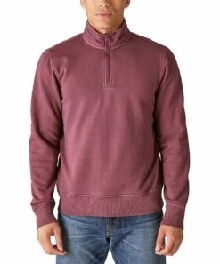 Hot Sale ???? Lucky Brand Plum Fleece Quarter-Zip Pullover - Men ????