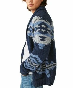 Deals ???? Lucky Brand Blue Geometric Shawl Collar Cardigan - Men ???? -Lucky Brand Shop zu109522662 alt 2 tm1665775412