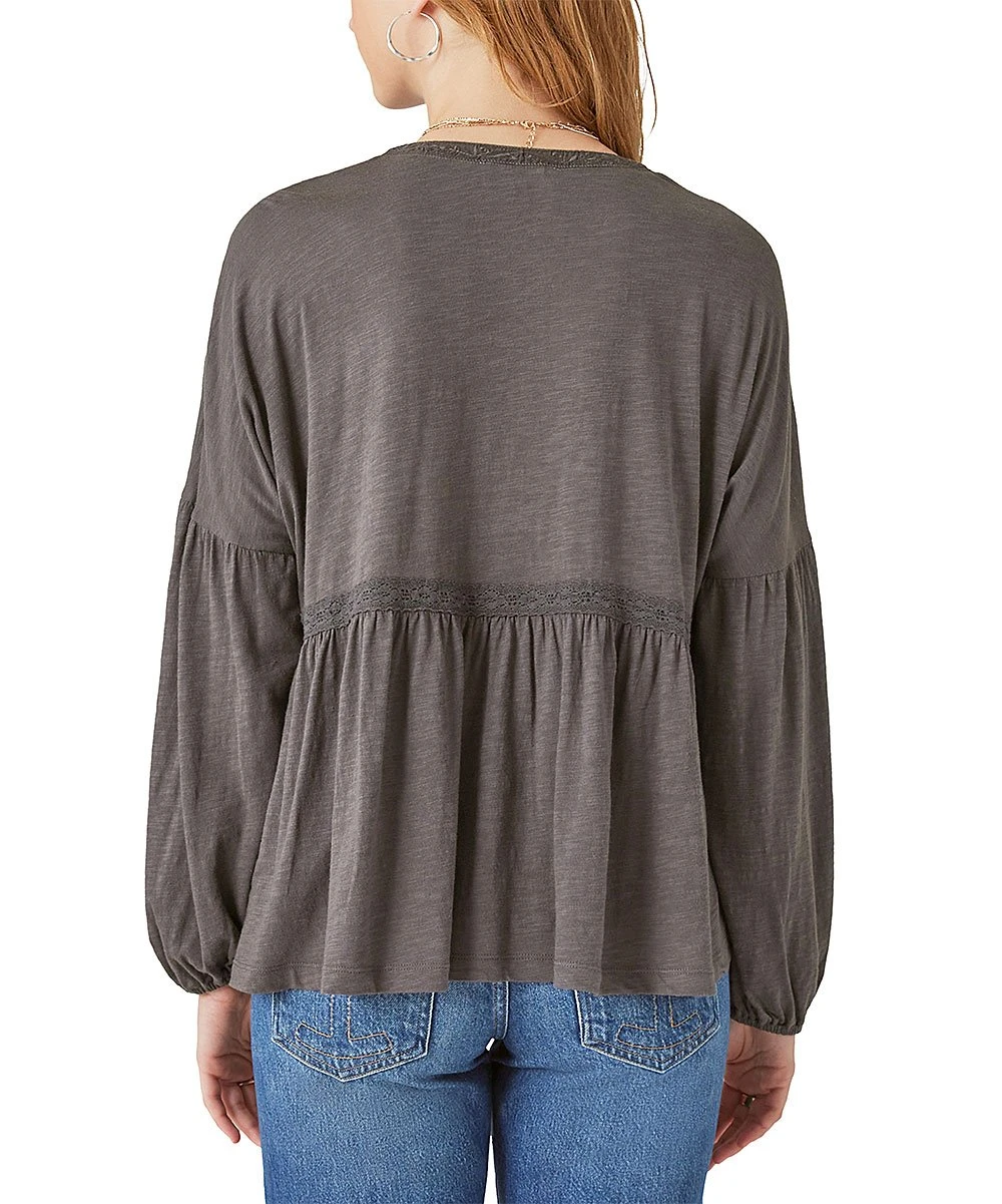 Discount ✔️ Lucky Brand Gray Embroidered Peasant Top - ???? Women ???? 5 Discount ✔️ Lucky Brand Gray Embroidered Peasant Top - ???? Women ???? - Image 3