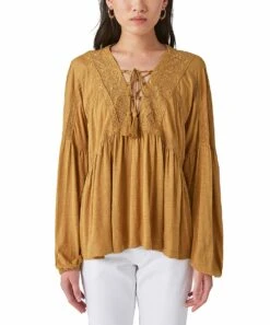 Cheap ???? Lucky Brand Mustard Embroidered Peasant Top - ???? Women ????