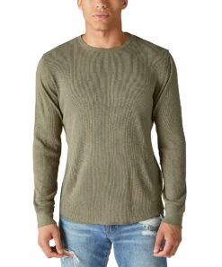 Buy ???? Lucky Brand Sage Green Thermal Long-Sleeve Crewneck Tee - Men ????