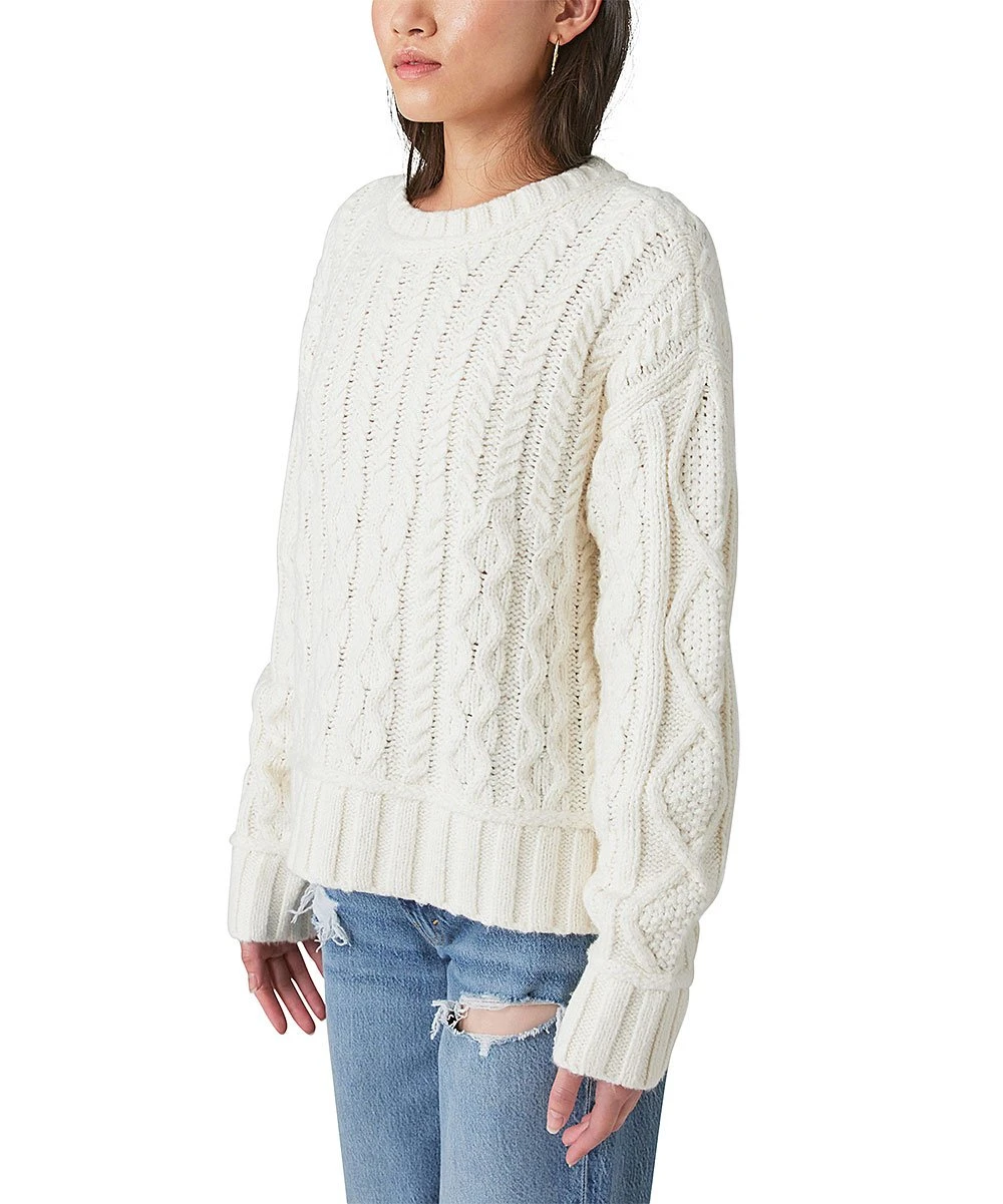 Cheapest ???? Lucky Brand White Cable-Knit Crewneck Sweater - ???? Women ???? 4 Cheapest ???? Lucky Brand White Cable-Knit Crewneck Sweater - ???? Women ???? - Image 2