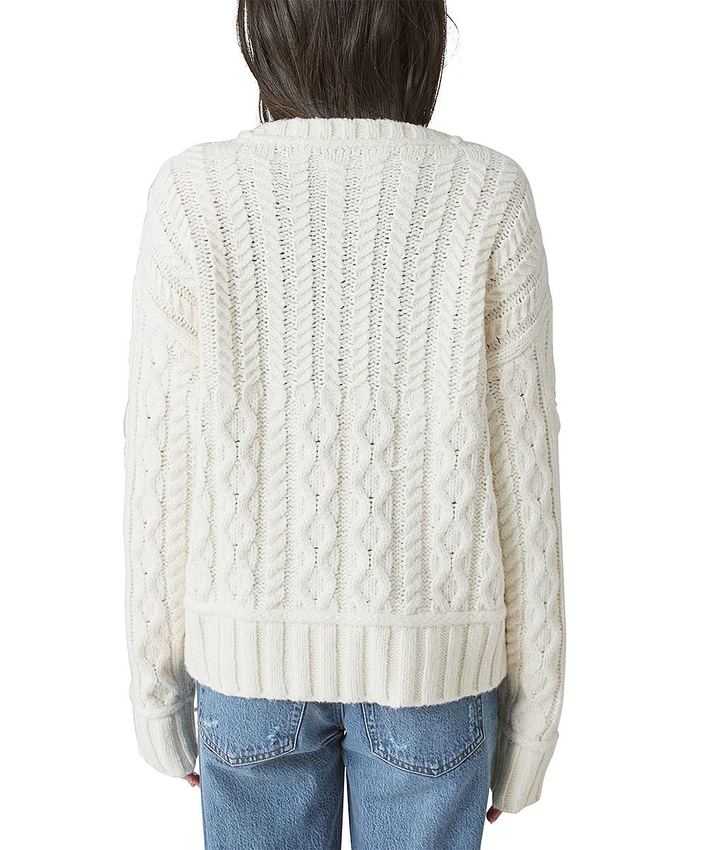 Cheapest ???? Lucky Brand White Cable-Knit Crewneck Sweater - ???? Women ???? 5 Cheapest ???? Lucky Brand White Cable-Knit Crewneck Sweater - ???? Women ???? - Image 3