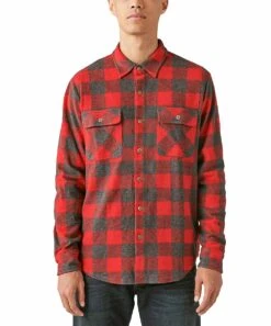 Coupon ???? Lucky Brand Red & Gray Buffalo Check Button-Up - Men ⌛