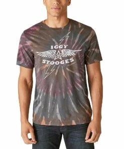 Best Pirce ???? Lucky Brand Gray Tie-Dye 'Iggy & The Stooges' Crewneck Tee - Men ✔️