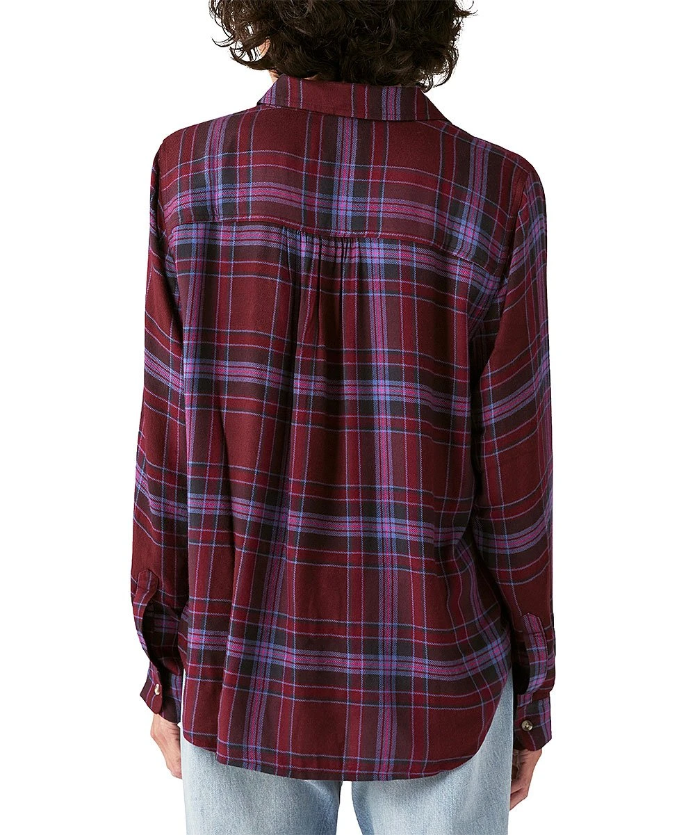Budget ???? Lucky Brand Wine & Purple Plaid Button-Up - ???? Women ???? 5 Budget ???? Lucky Brand Wine & Purple Plaid Button-Up - ???? Women ???? - Image 3