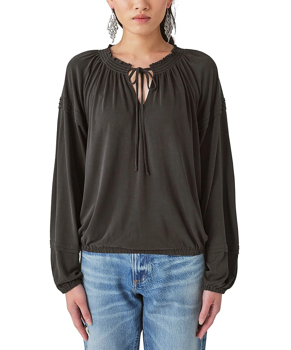 Buy ???? Lucky Brand Black Smocked Long-Sleeve Blouson Top - ???? Women ✔️ 3 Buy ???? Lucky Brand Black Smocked Long-Sleeve Blouson Top - ???? Women ✔️