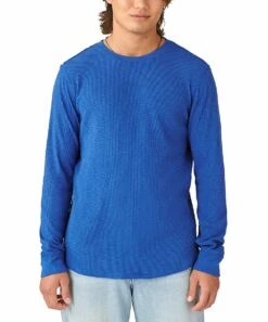 Discount ✔️ Lucky Brand Royal Blue Thermal Long-Sleeve Crewneck Tee - Men ????