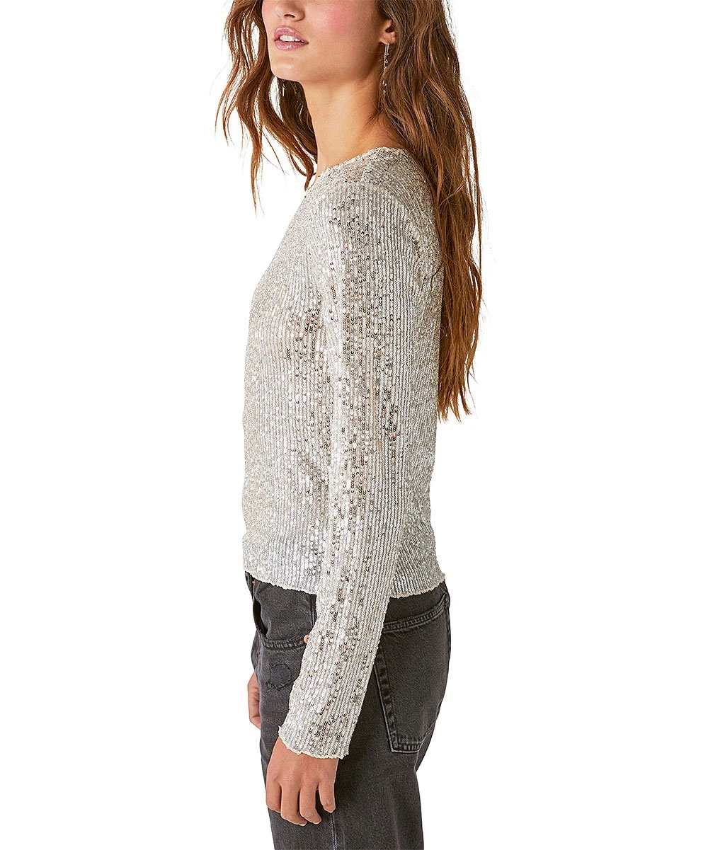 Buy ???? Lucky Brand Gray Sequin Long-Sleeve Top - ???? Women ✨ 4 Buy ???? Lucky Brand Gray Sequin Long-Sleeve Top - ???? Women ✨ - Image 2