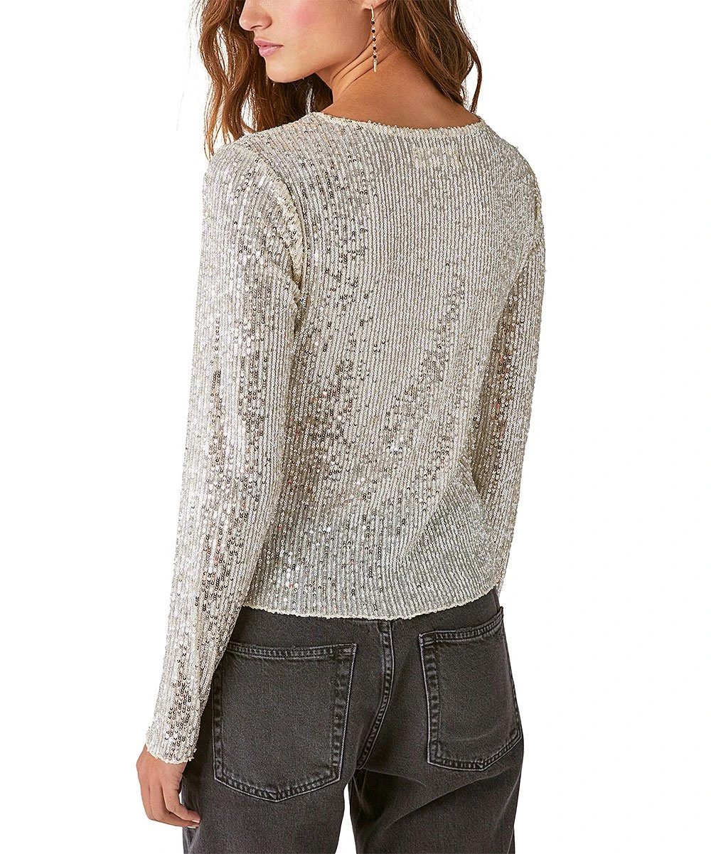 Buy ???? Lucky Brand Gray Sequin Long-Sleeve Top - ???? Women ✨ 5 Buy ???? Lucky Brand Gray Sequin Long-Sleeve Top - ???? Women ✨ - Image 3