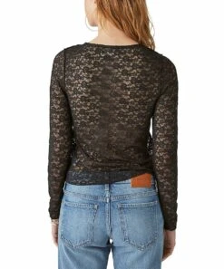 Top 10 ❤️ Lucky Brand Black Sheer Lace Long-Sleeve Top - ???? Women ???? -Lucky Brand Shop zu109522974 alt 2 tm1665775480