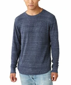 Cheapest ???? Lucky Brand Navy Thermal Long-Sleeve Crewneck Tee - Men ????