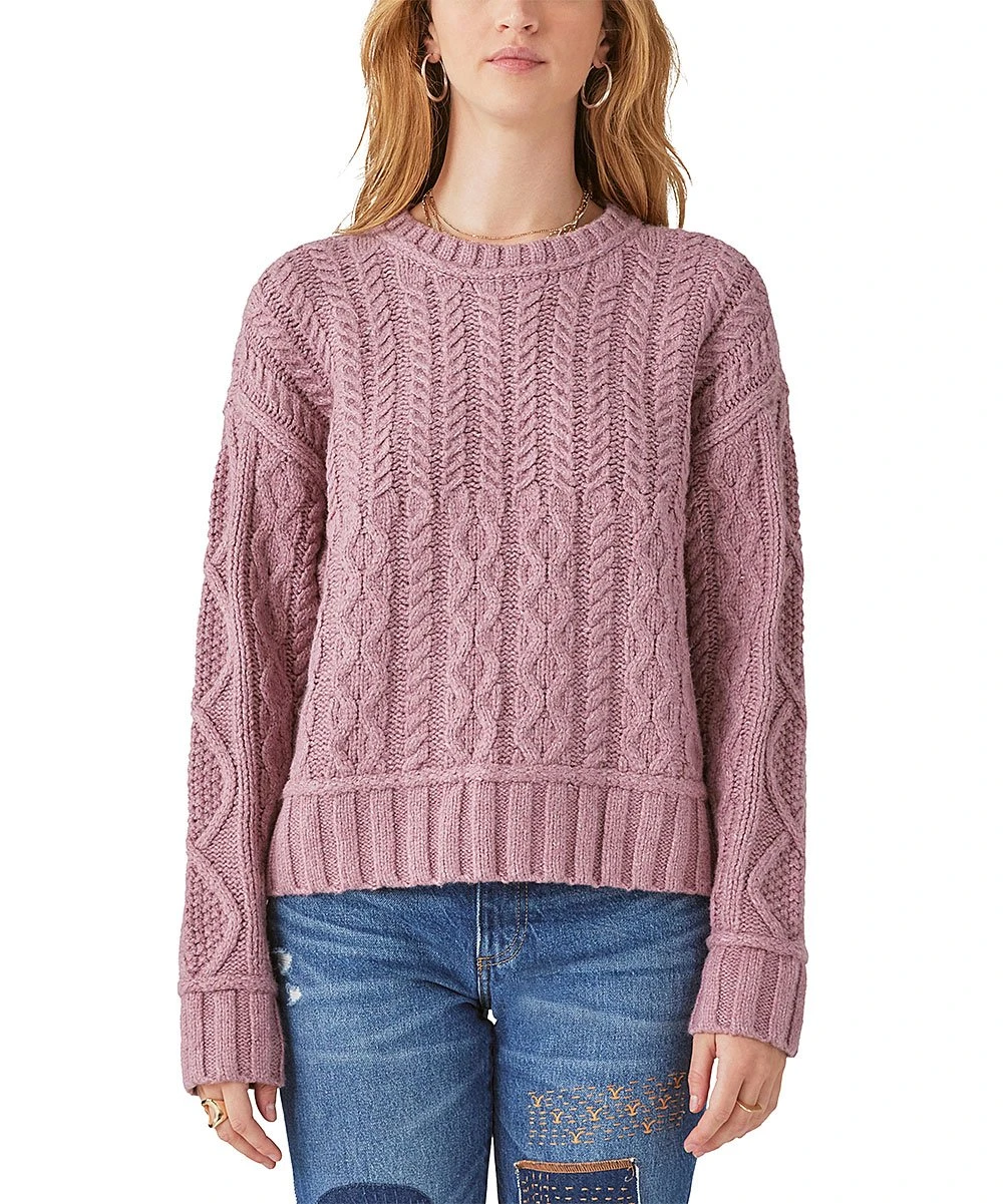 Discount ???? Lucky Brand Mauve Cable-Knit Crewneck Sweater - ???? Women ???? 3 Discount ???? Lucky Brand Mauve Cable-Knit Crewneck Sweater - ???? Women ????